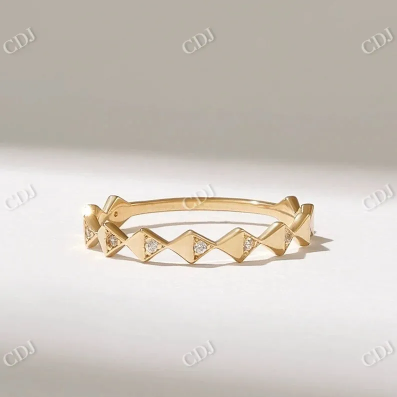0.05CTW CVD Diamond Angle Geometric Wedding Band
