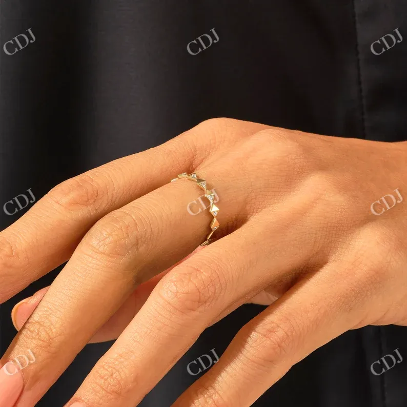 0.05CTW CVD Diamond Angle Geometric Wedding Band