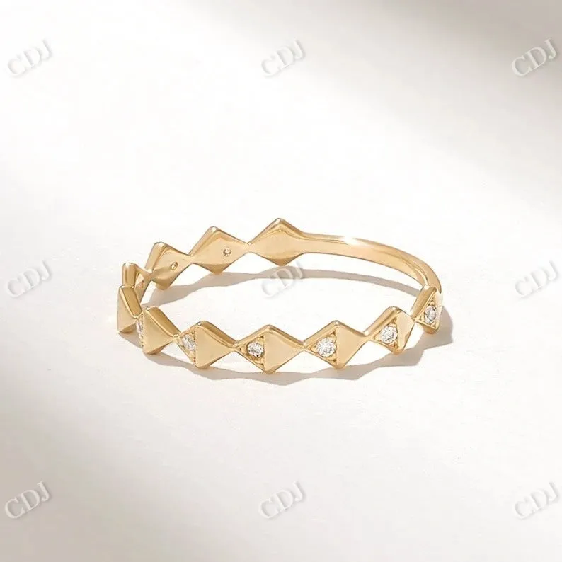 0.05CTW CVD Diamond Angle Geometric Wedding Band
