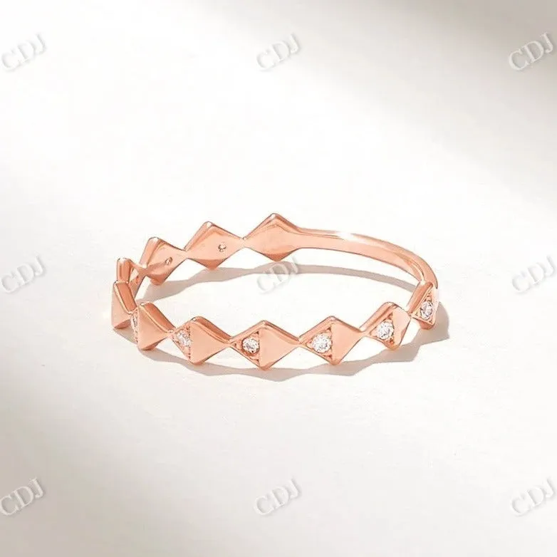 0.05CTW CVD Diamond Angle Geometric Wedding Band