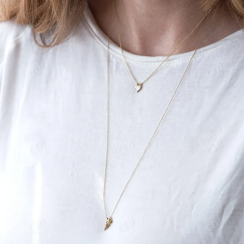 0.10ctw Baguette Cut Moissanite Necklace
