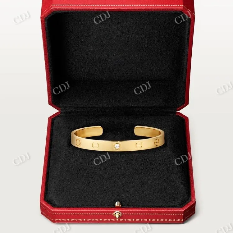 0.10CTW Minus Design Open Bangle Bracelet