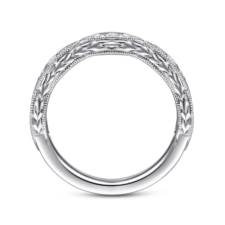 14K White Gold Diamond Marquise Station Ring