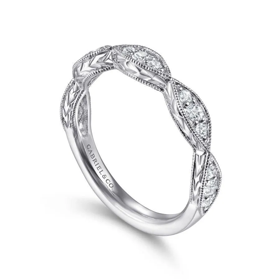 14K White Gold Diamond Marquise Station Ring