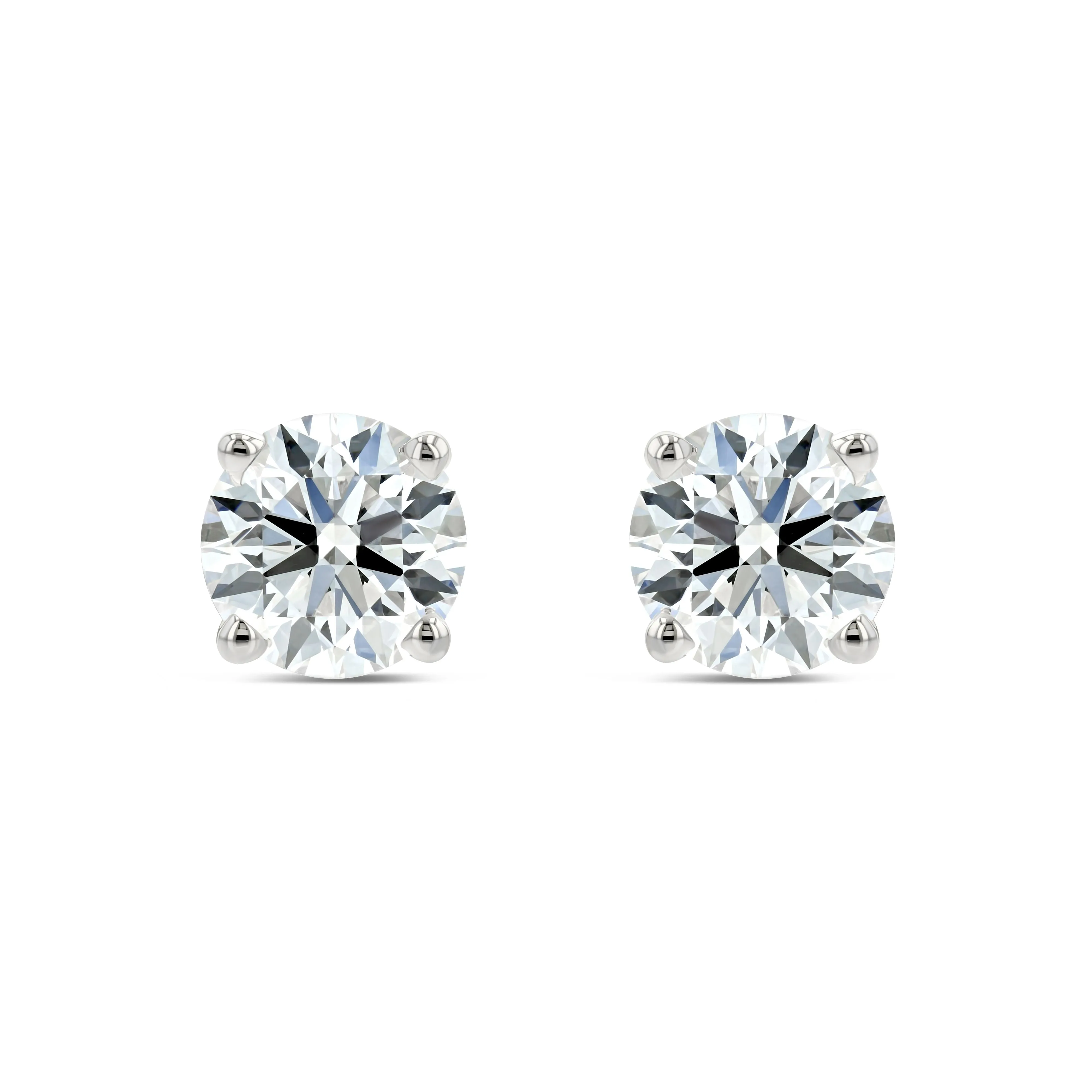 1.50 Carat Total Weight D-F Colorless VS Clarity Ideal Cut IGI Certified Lab Created Round Brilliant Diamond Stud Earrings in 14k White Gold 4-Prong Setting