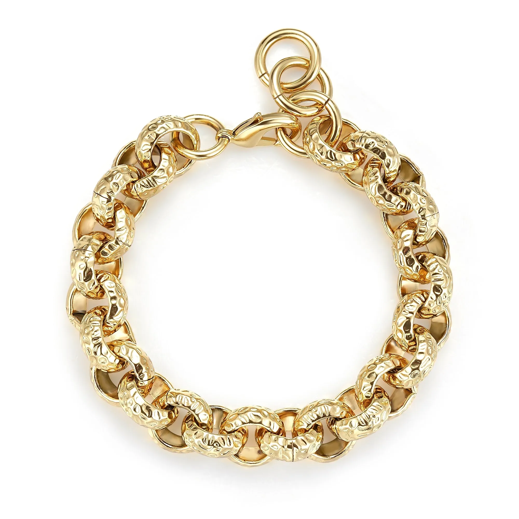 15mm Gold Filled Bonded Pattern Leopard Print Belcher Bracelet 8.5 Inch