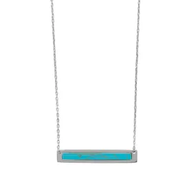 16" 2 Rhodium Plated Turquoise Bar Necklace