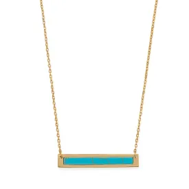 16" 2" 14 Karat Gold Plated Turquoise Bar Necklace