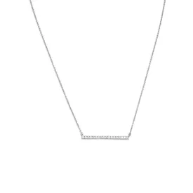 16"   2" Rhodium Plated CZ Bar Necklace