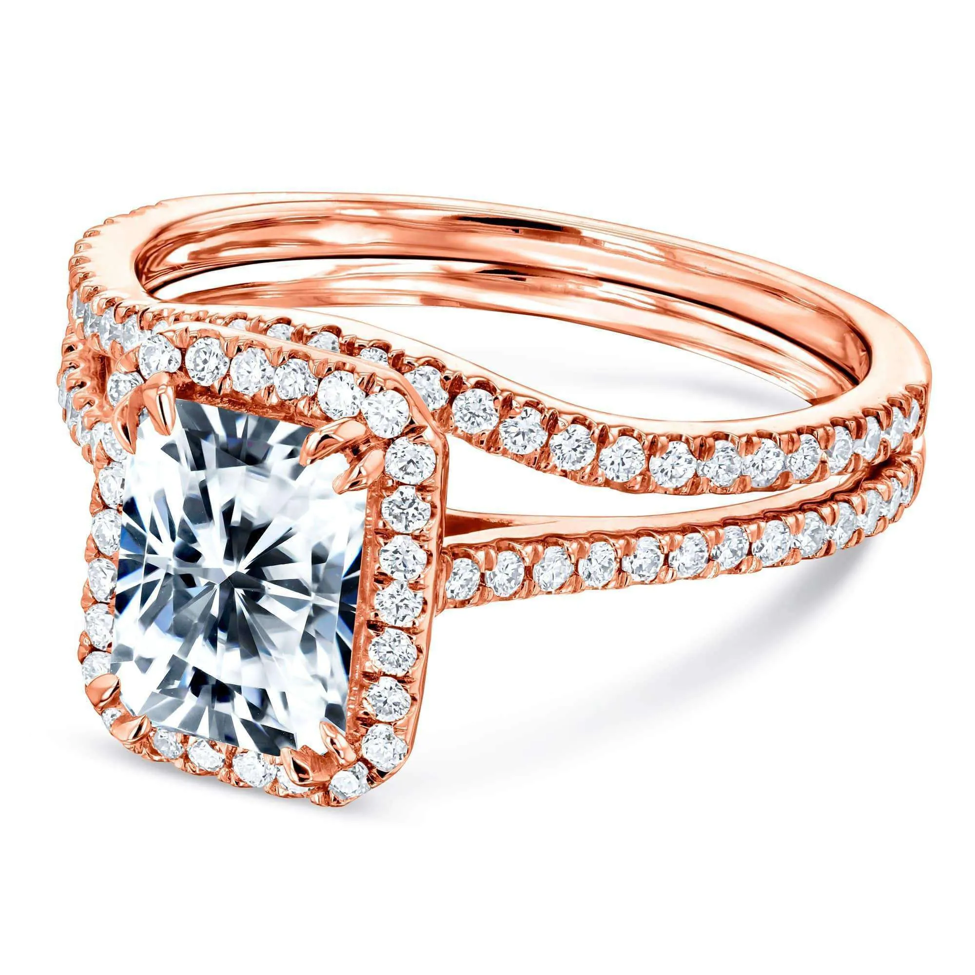 1.8ct Radiant Forever One Moissanite Halo Bridal Set