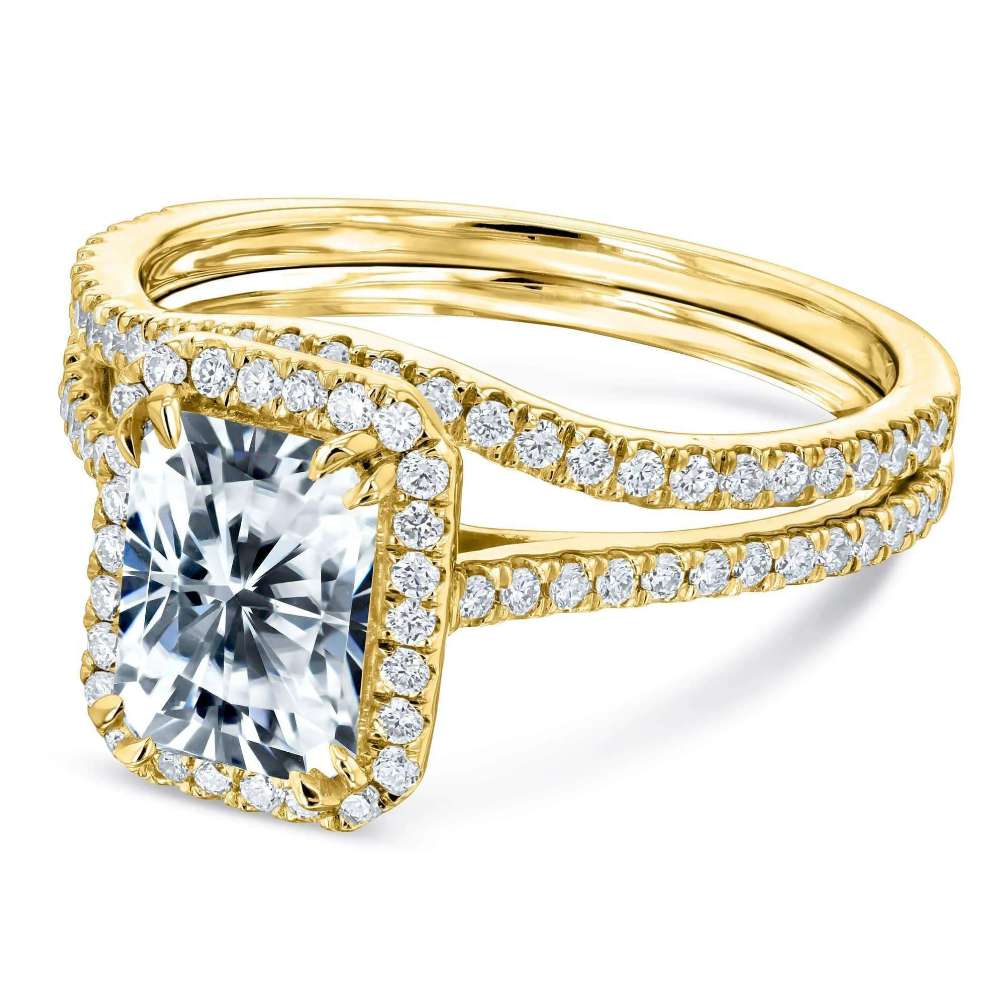 1.8ct Radiant Forever One Moissanite Halo Bridal Set