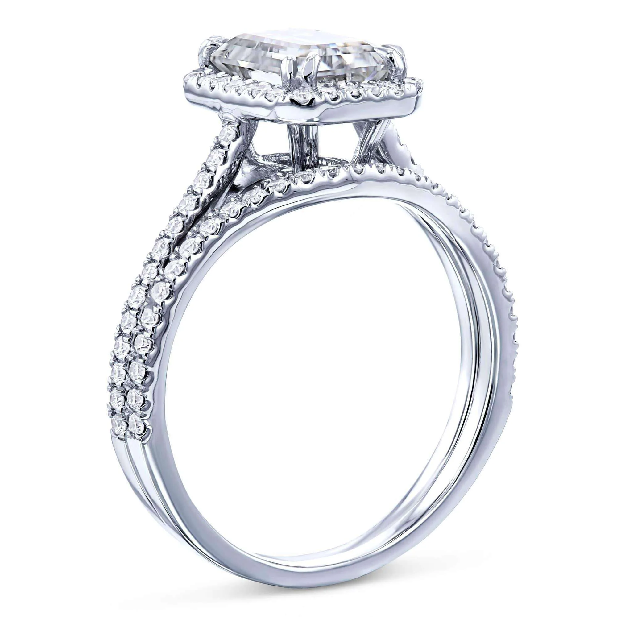1.8ct Radiant Forever One Moissanite Halo Bridal Set