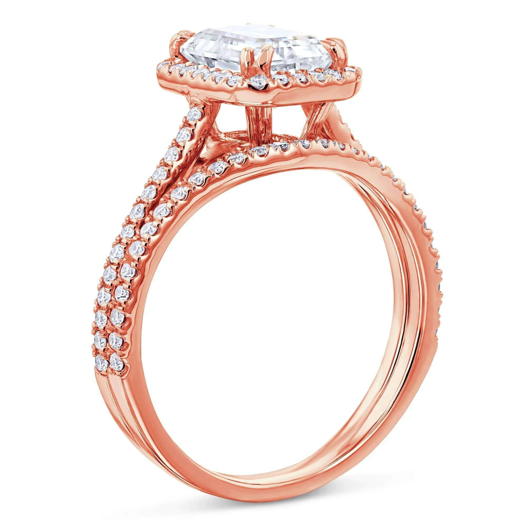 1.8ct Radiant Forever One Moissanite Halo Bridal Set
