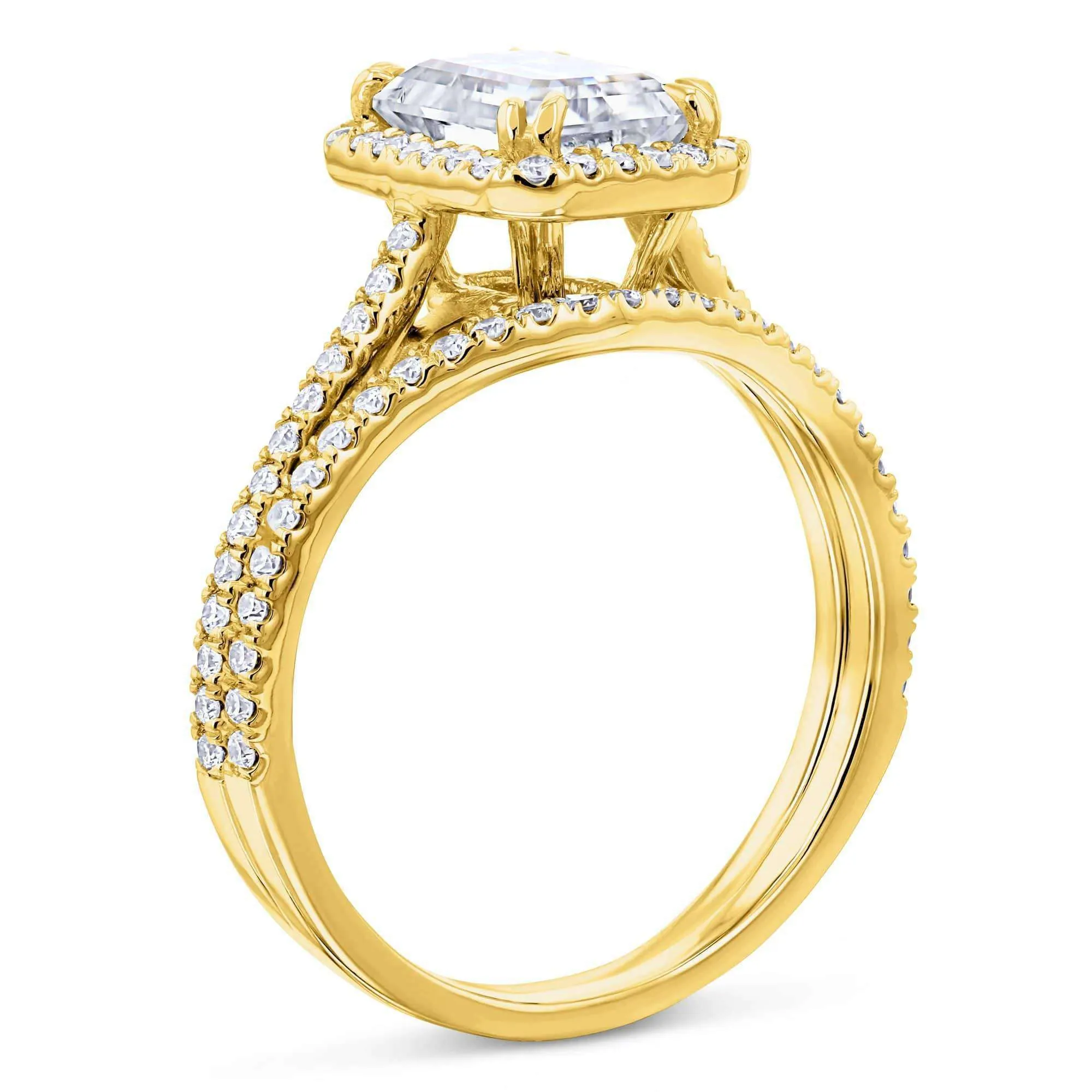 1.8ct Radiant Forever One Moissanite Halo Bridal Set