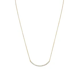18"   2" 14 Karat Gold Plated Curved CZ Bar Necklace