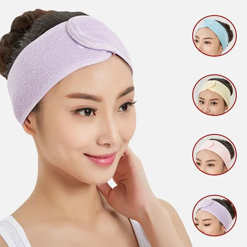 6-Pieces: Women's Face Wash Bath Makeup Hairband