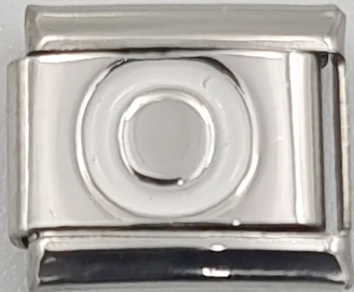 9mm White Letter O Charm