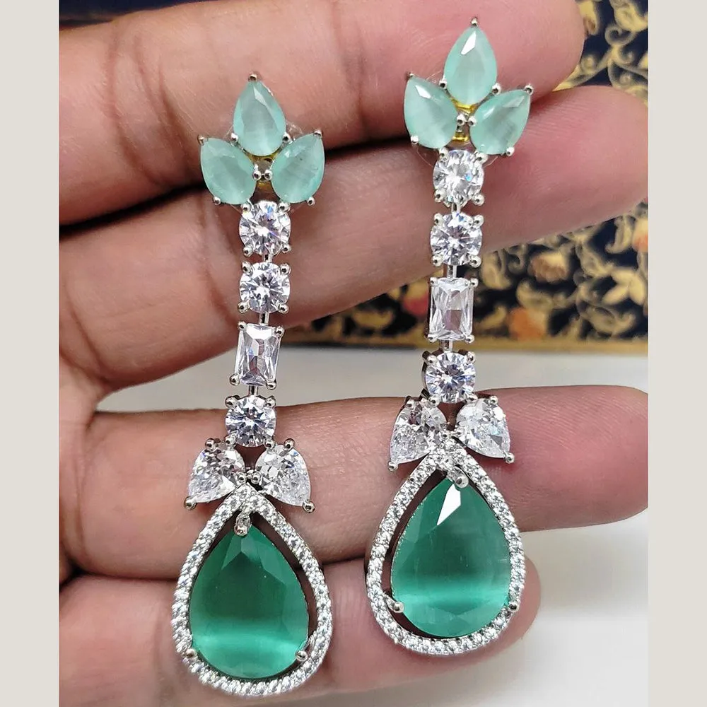 Aamrapali Silver Plated AD Dangler Earrings