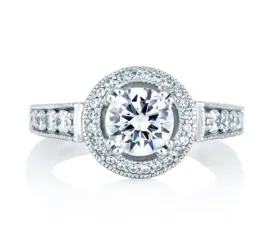 A.JAFFE ART DECO CLASSIC MILGRAIN HALO SET ENGAGEMENT RING 0.93            (not including center st