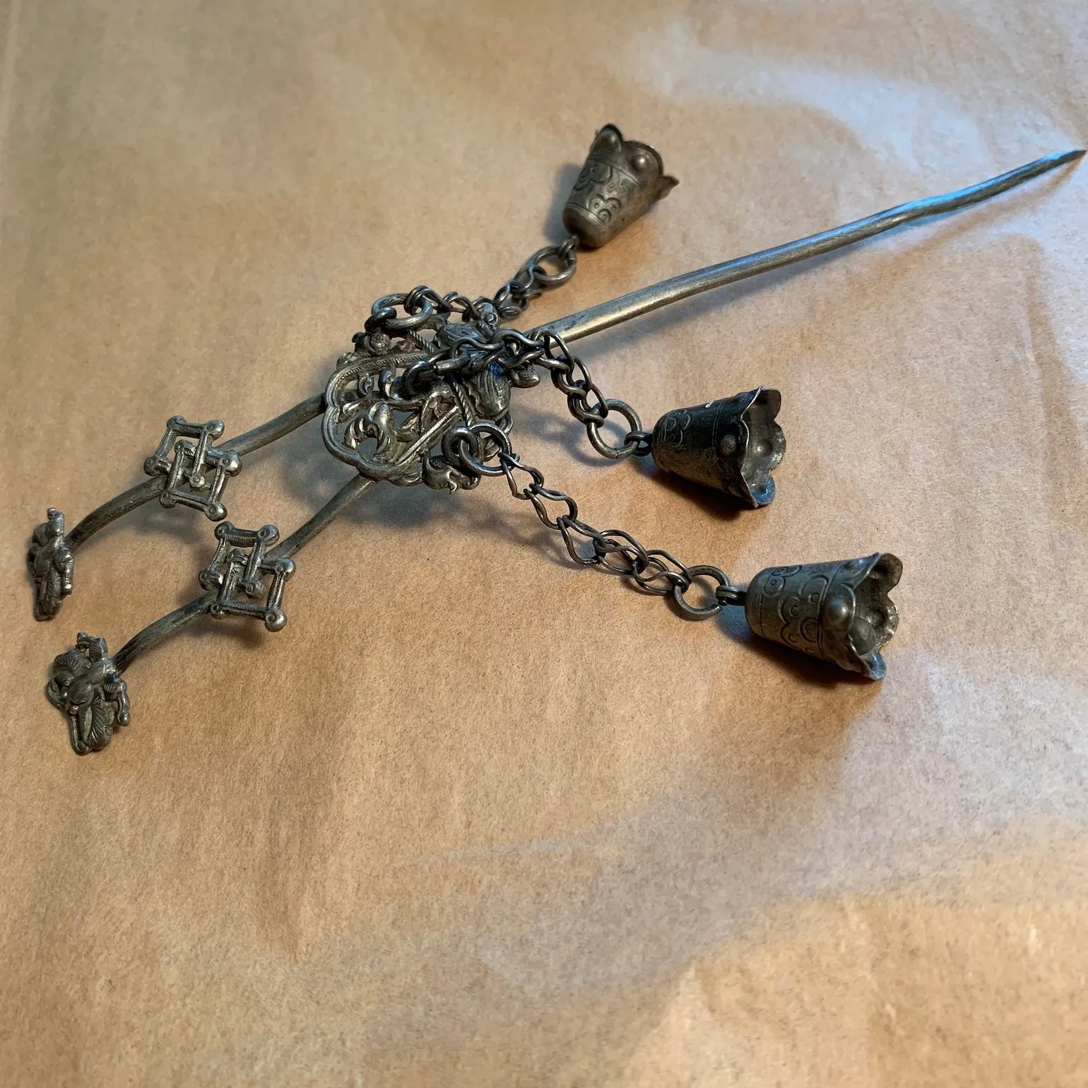 Antique Chinese Hair Pin, Silver
