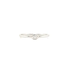 Bezel Diamond Ring with One Round Diamond in 14K White Gold