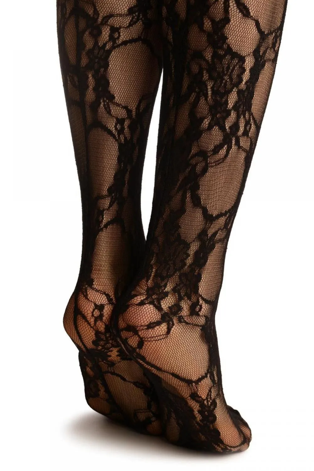 Black Floral Lack With Silicon Garter