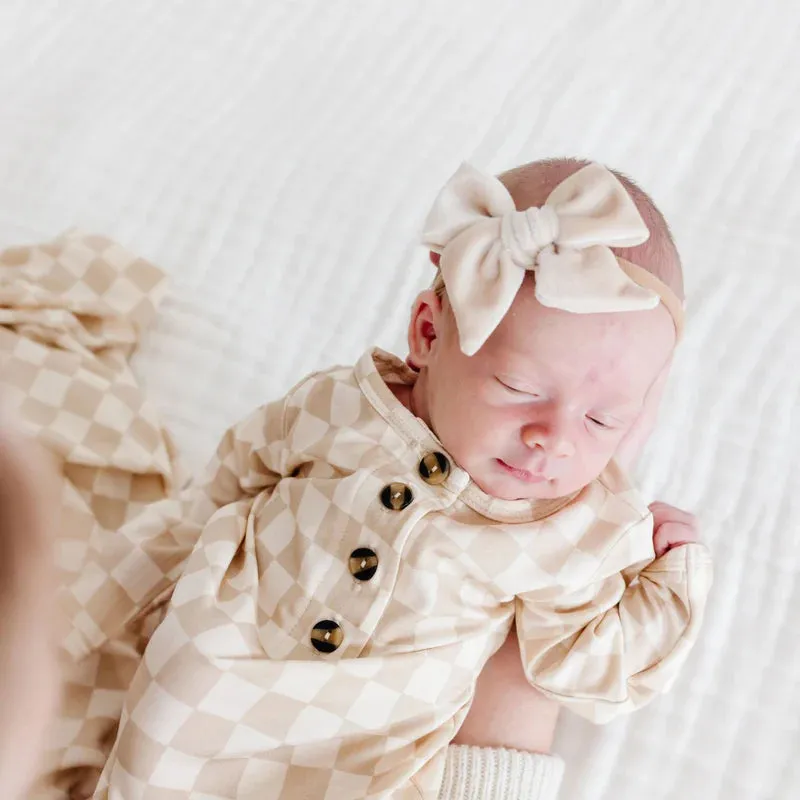 Bow Headband - Velvet, Latte