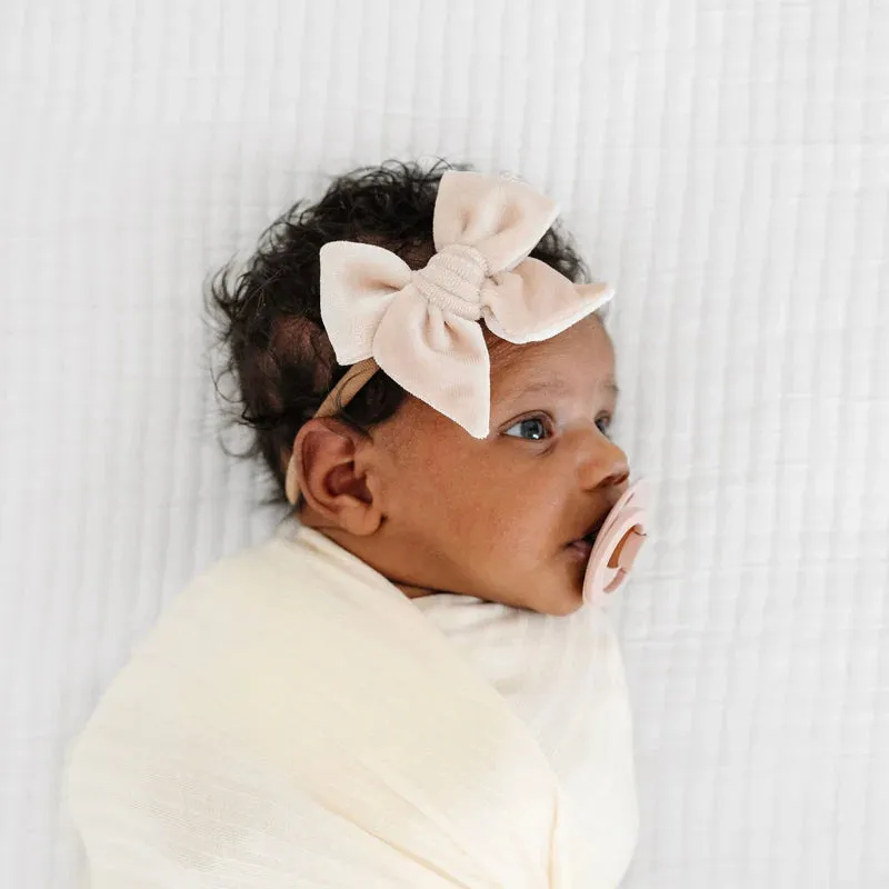 Bow Headband - Velvet, Latte