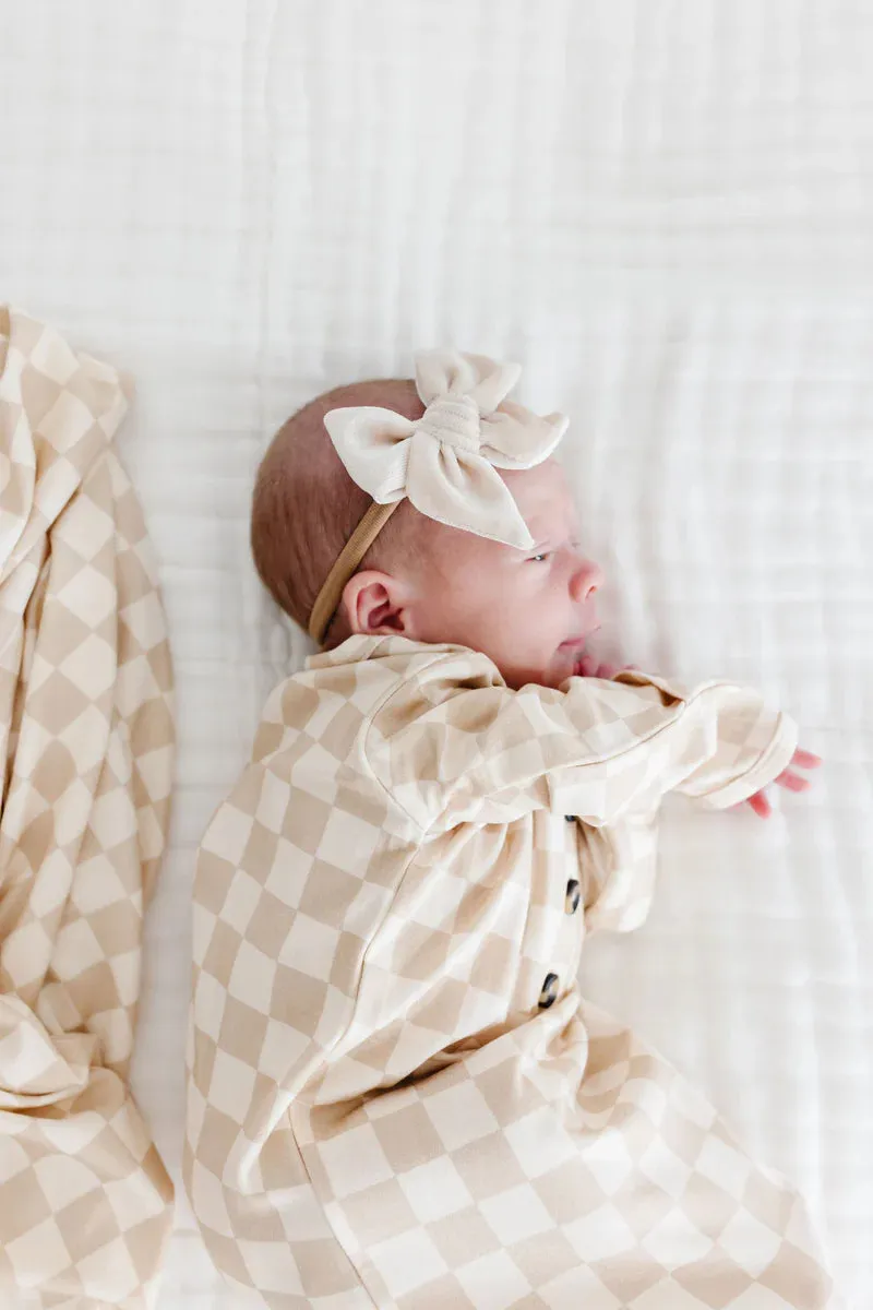 Bow Headband - Velvet, Latte