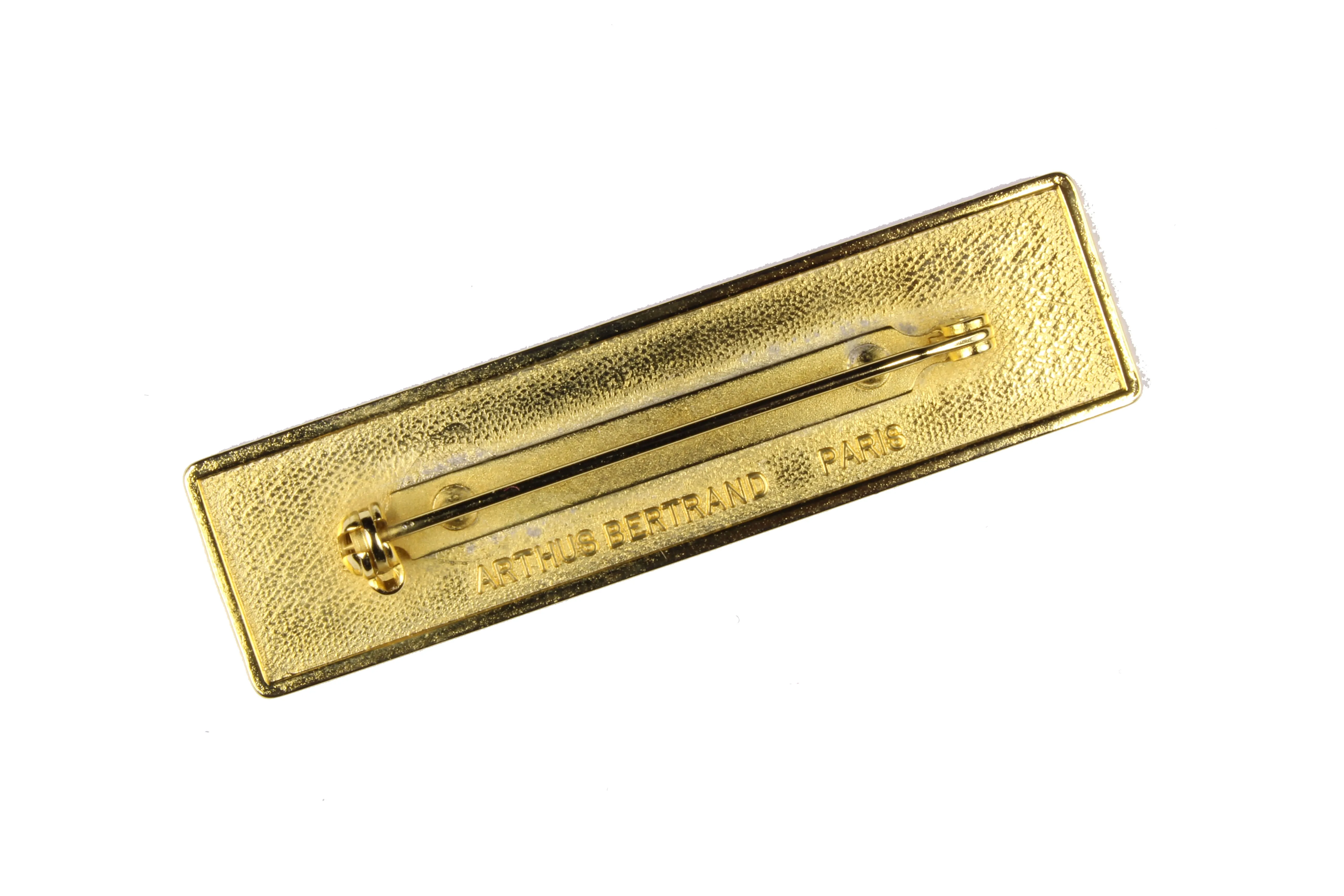 CHANEL rectangular logo brooch