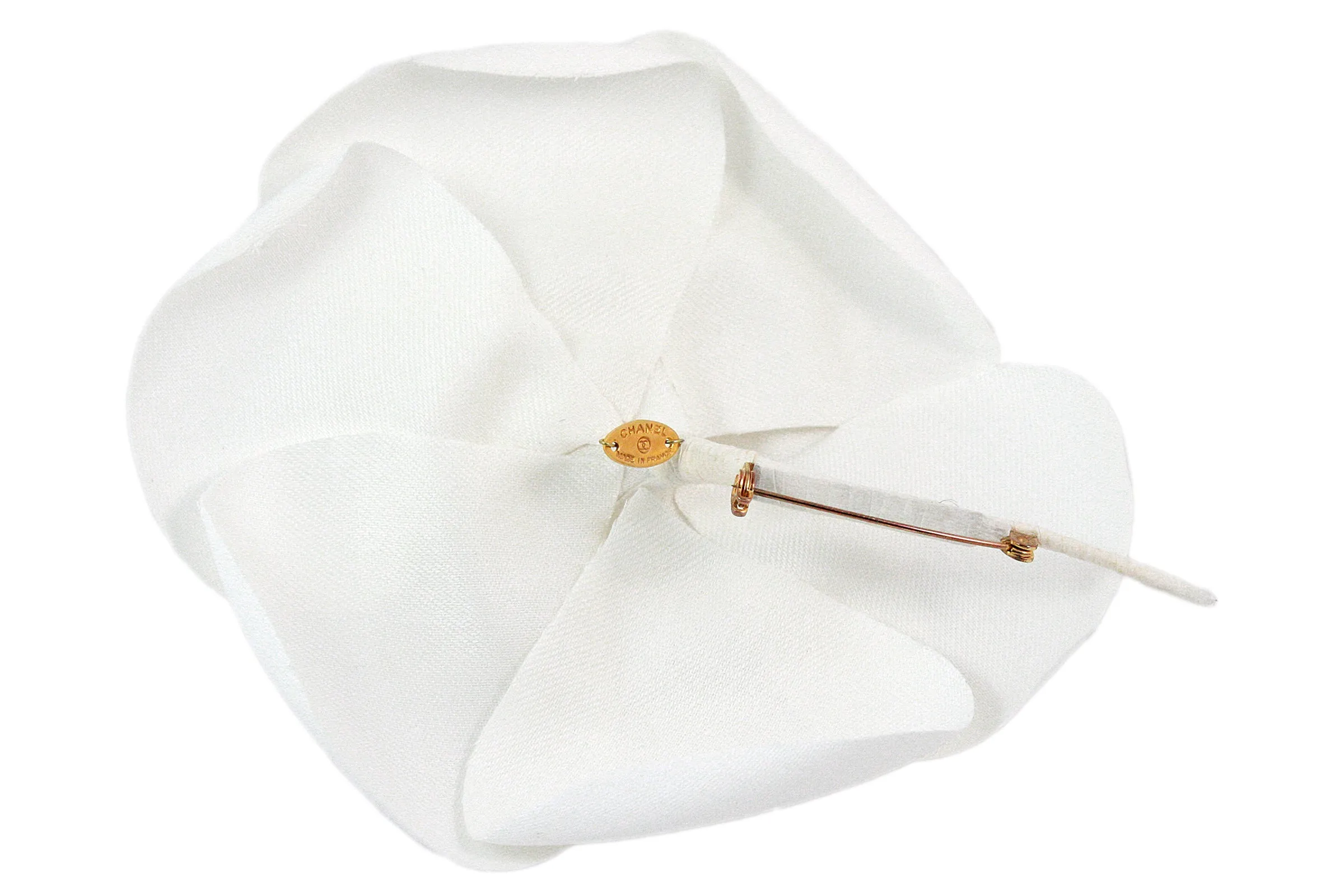 CHANEL White Camellia Brooch