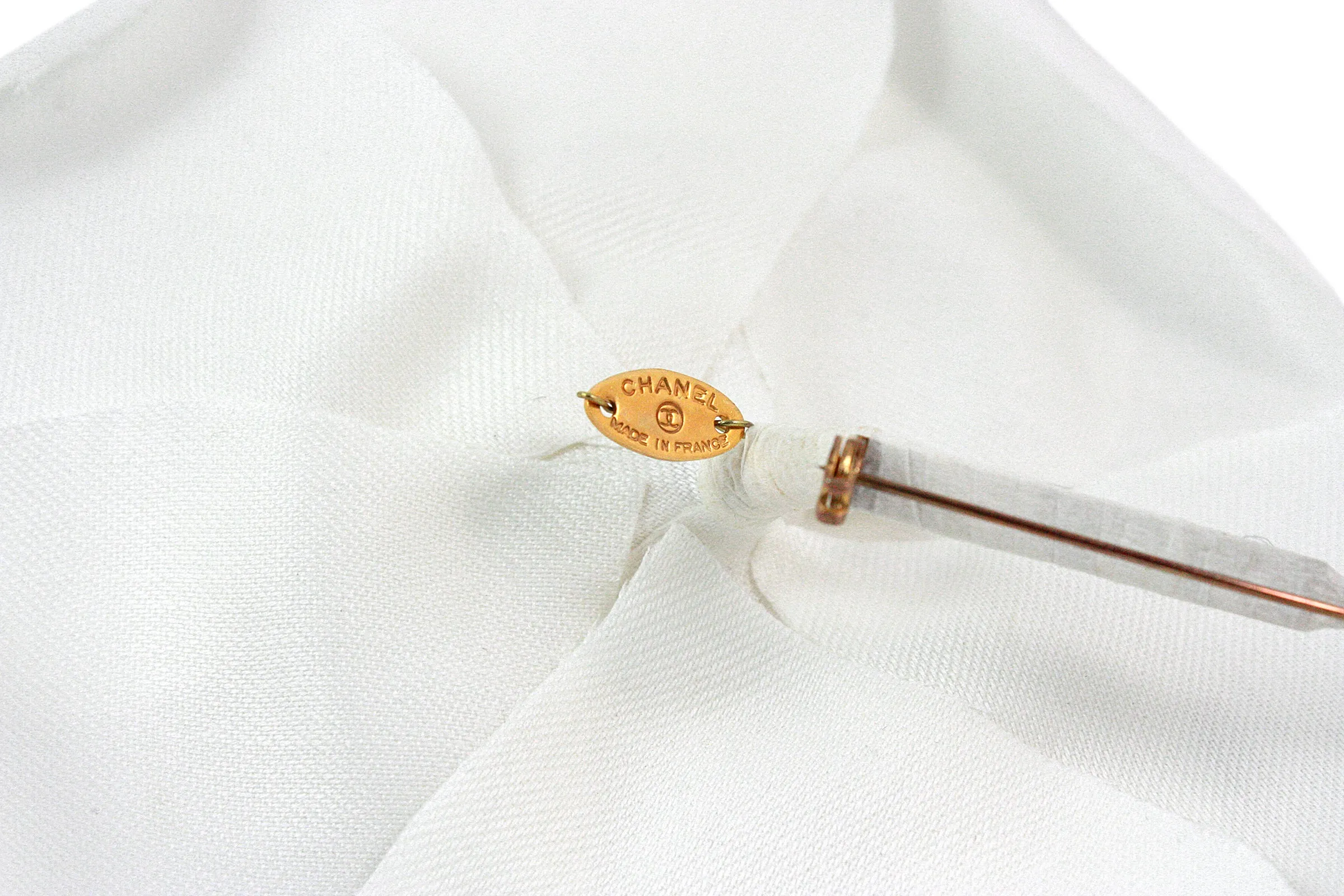 CHANEL White Camellia Brooch