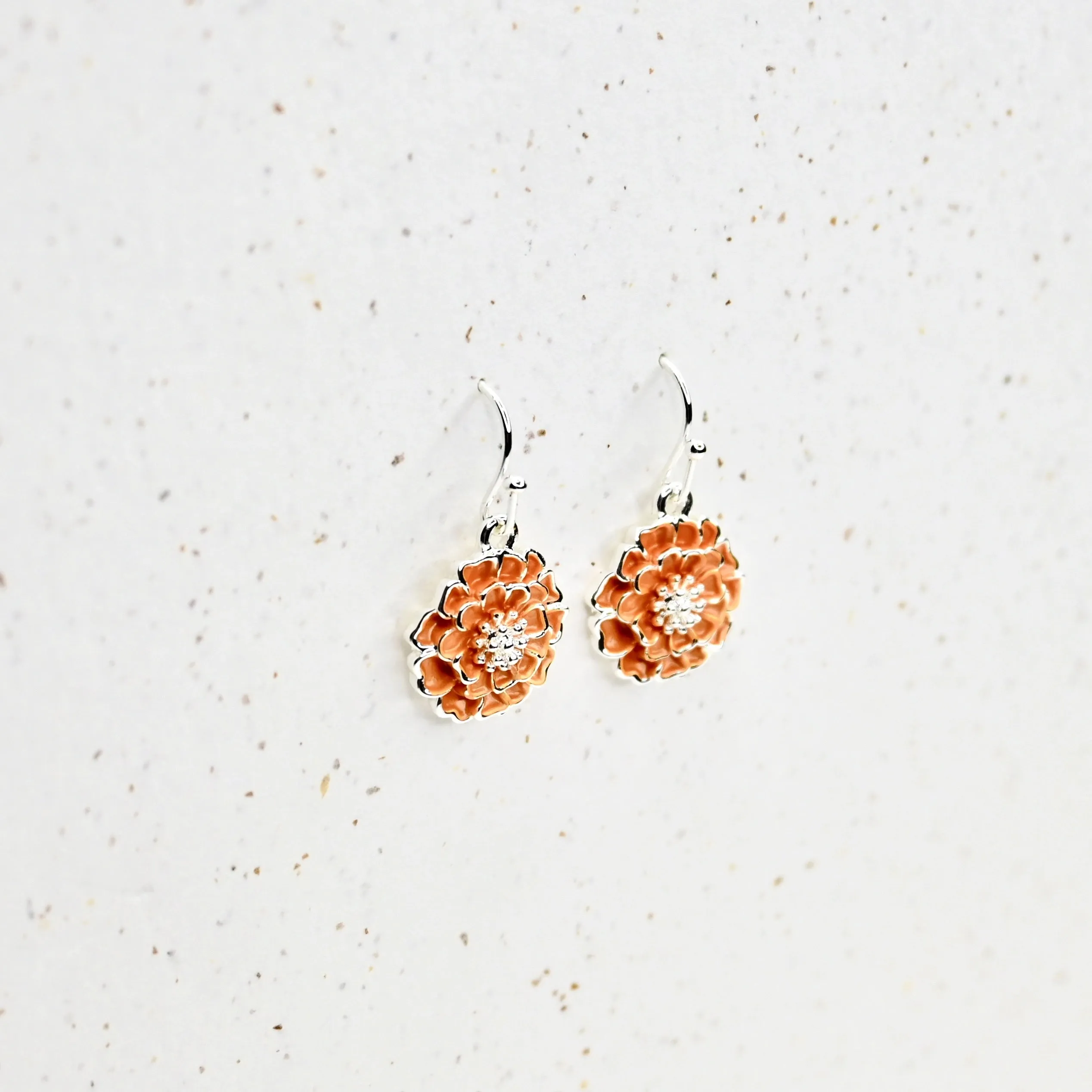 Chawton Marigold Handcrafted Earrings in Silver