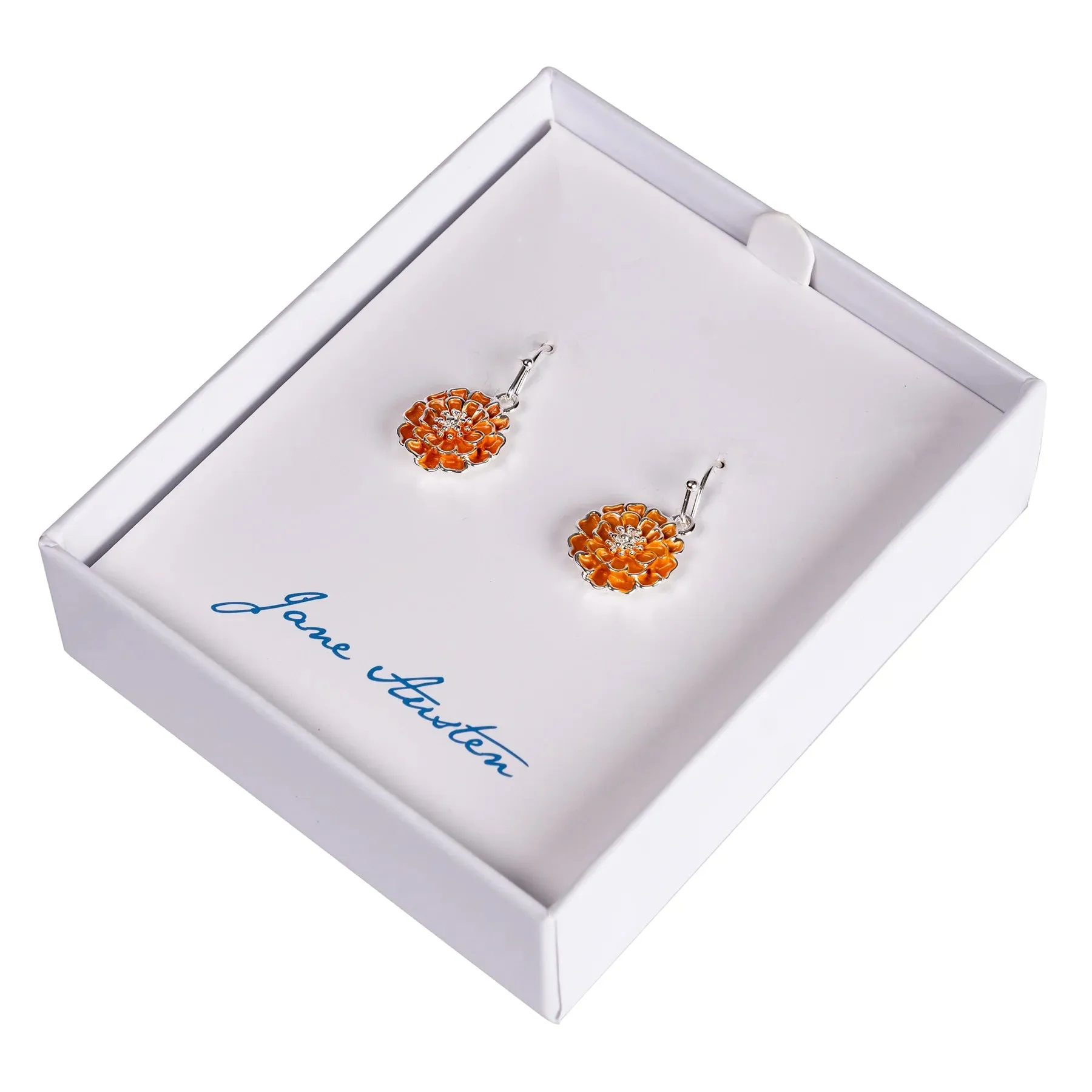 Chawton Marigold Handcrafted Earrings in Silver