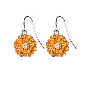 Chawton Marigold Handcrafted Earrings in Silver