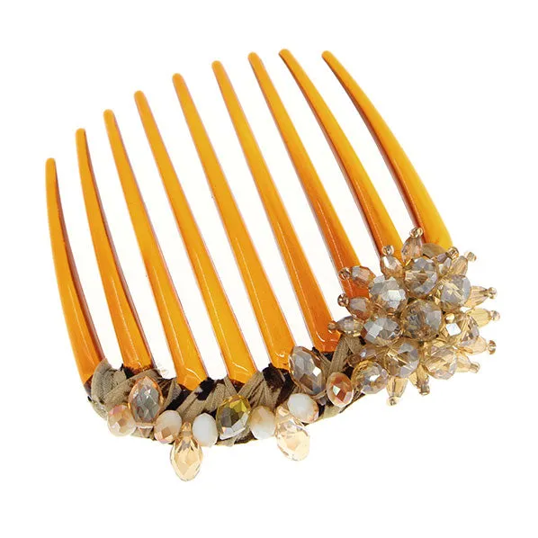 Crystal Beads Floral French Twist Decorative Comb