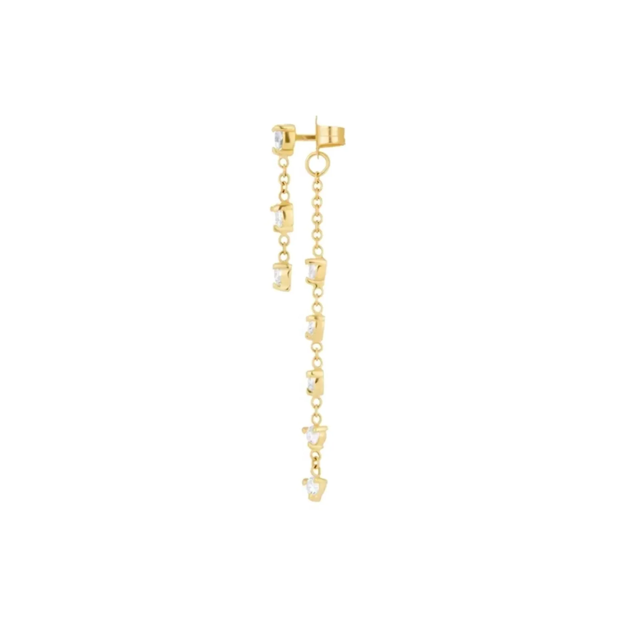 Double Short/Long Dangling Solitaires Chain Earrings