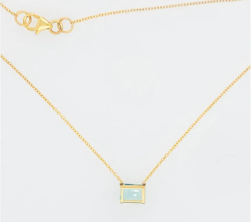 Emerald Cut Aquamarine Pendant Necklace