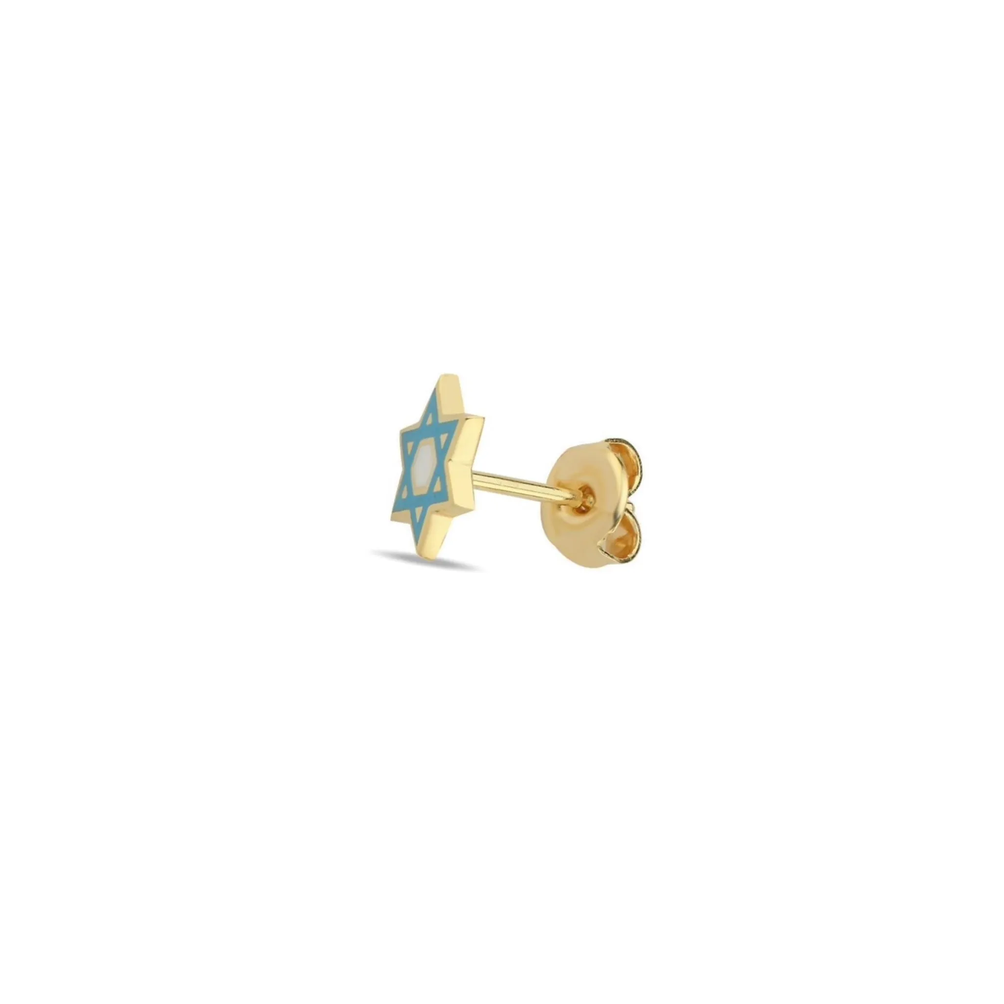 Enamel Magen David Star Stud Earring