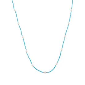Endless Design Turquoise Magnesite and Cultured Freshwater Pearl Necklace