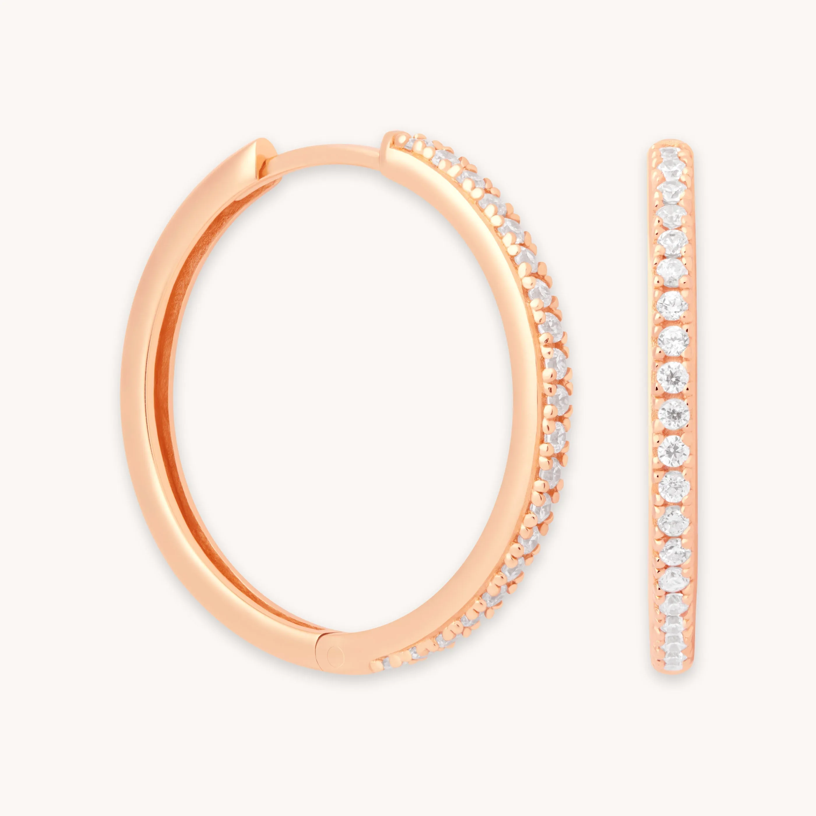 Essential Crystal Large Hoops in Rose Gold