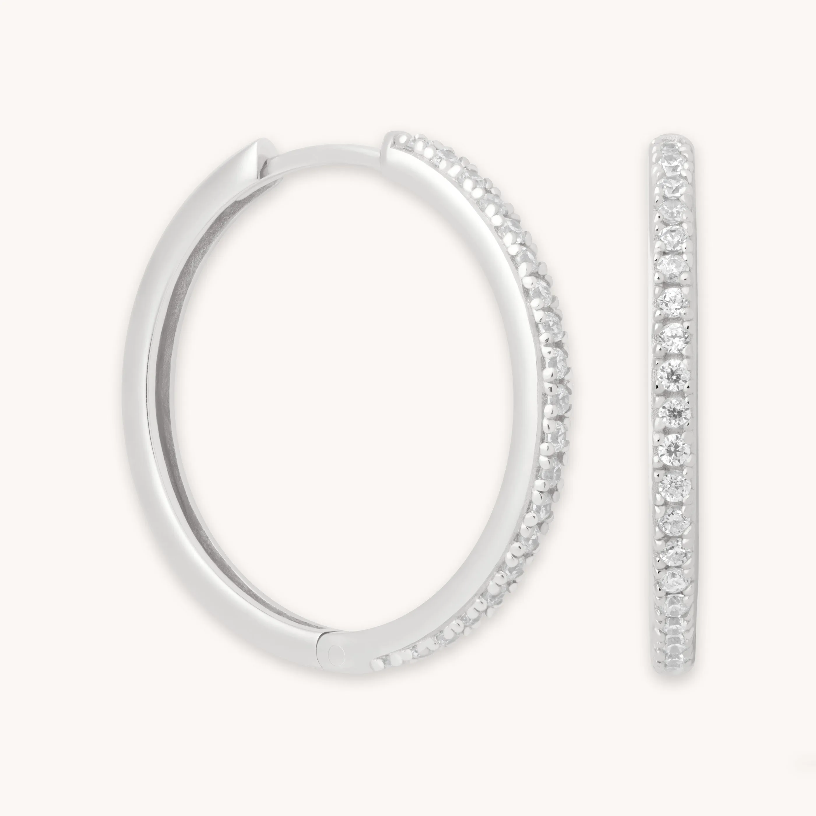 Essential Crystal Large Hoops in Silver