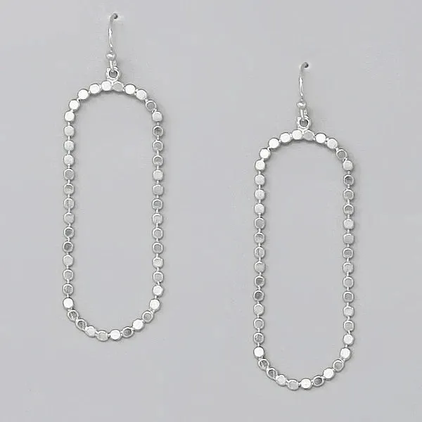 Flattened Silver Bead Dangling Earrings