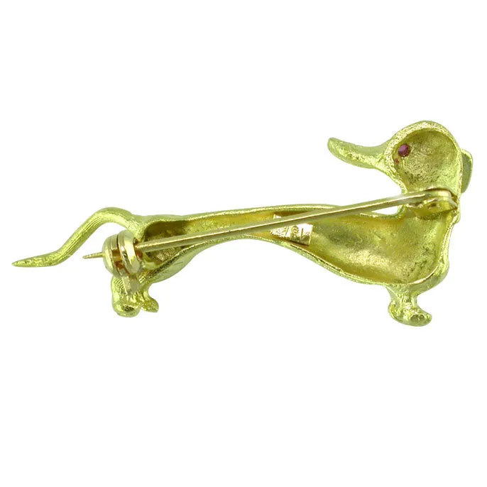 Gold Dog Brooch