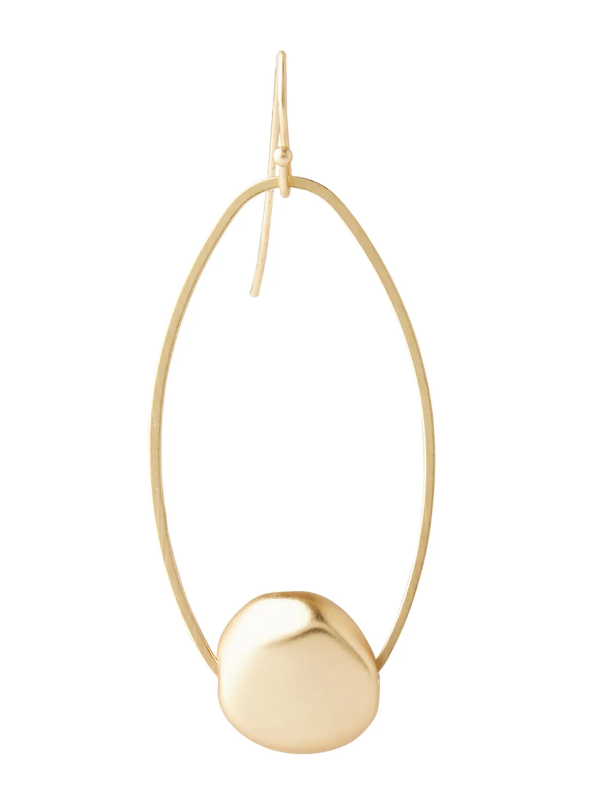 Gold-Tone Pebble Oval Drop Pierced Earrings