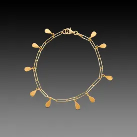Hammered Gold Teardrops Bracelet