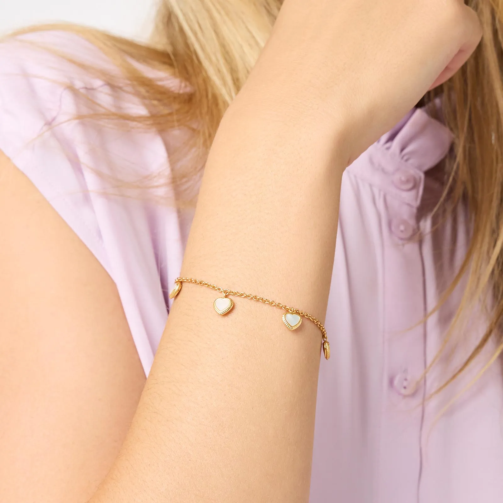 Heart Pearl Delicate Charm Bracelet
