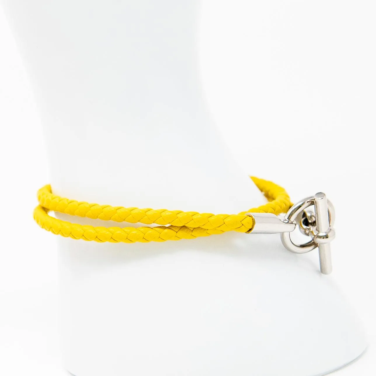 Hermes Jaune Ambre Glenan Double Tour Bracelet T3