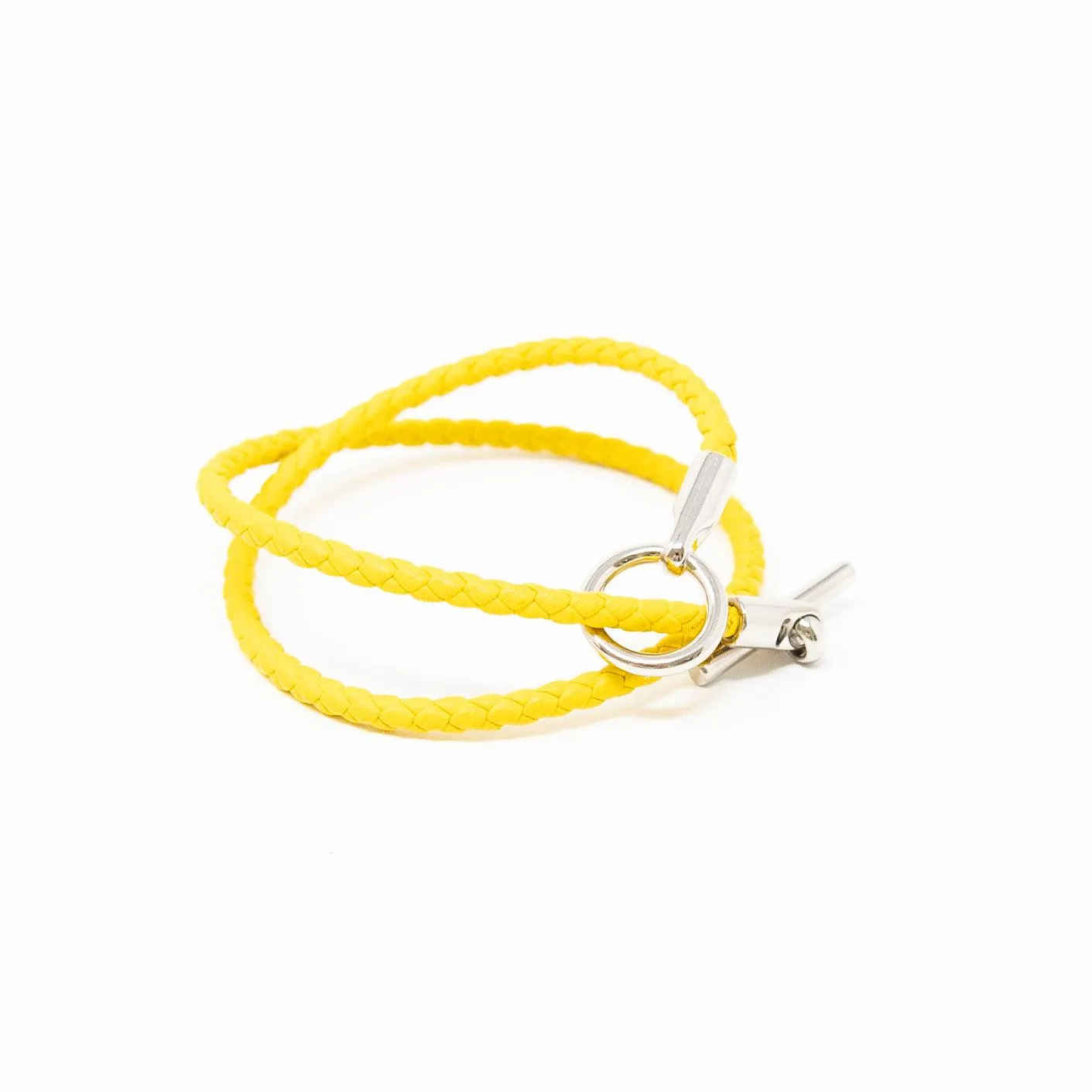 Hermes Jaune Ambre Glenan Double Tour Bracelet T3