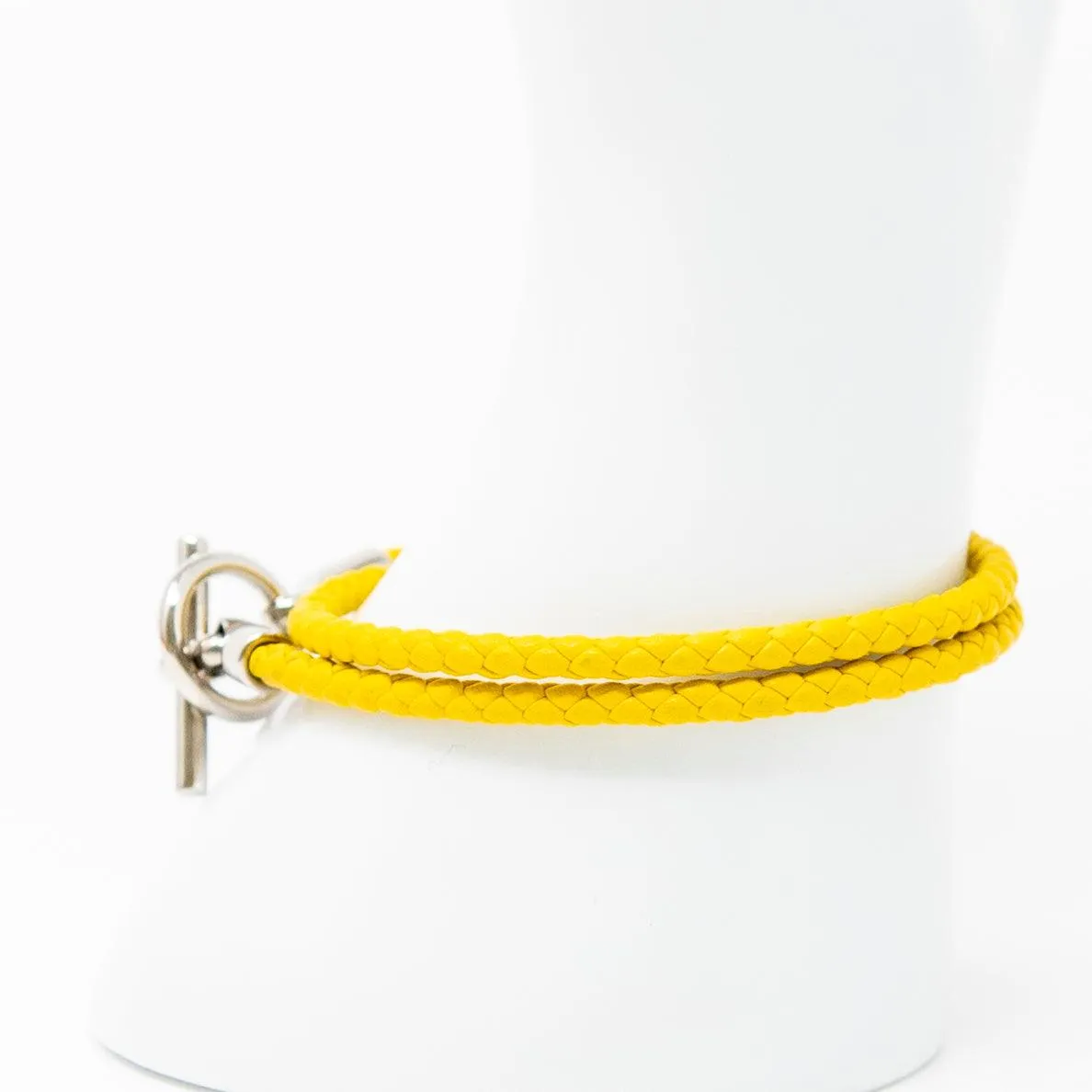 Hermes Jaune Ambre Glenan Double Tour Bracelet T3